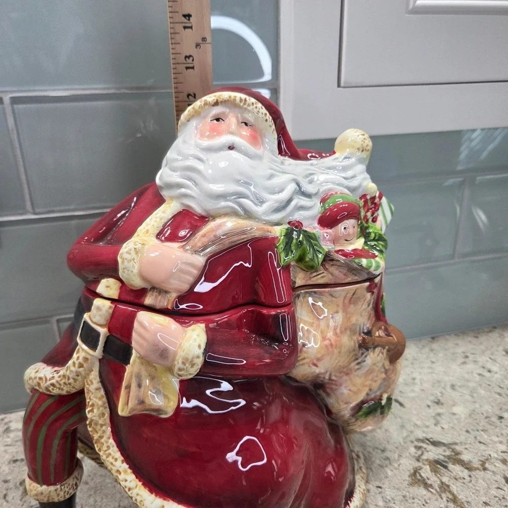 Certified International Enchanted Santa Cookie Jar Susan Winget Christmas Decor